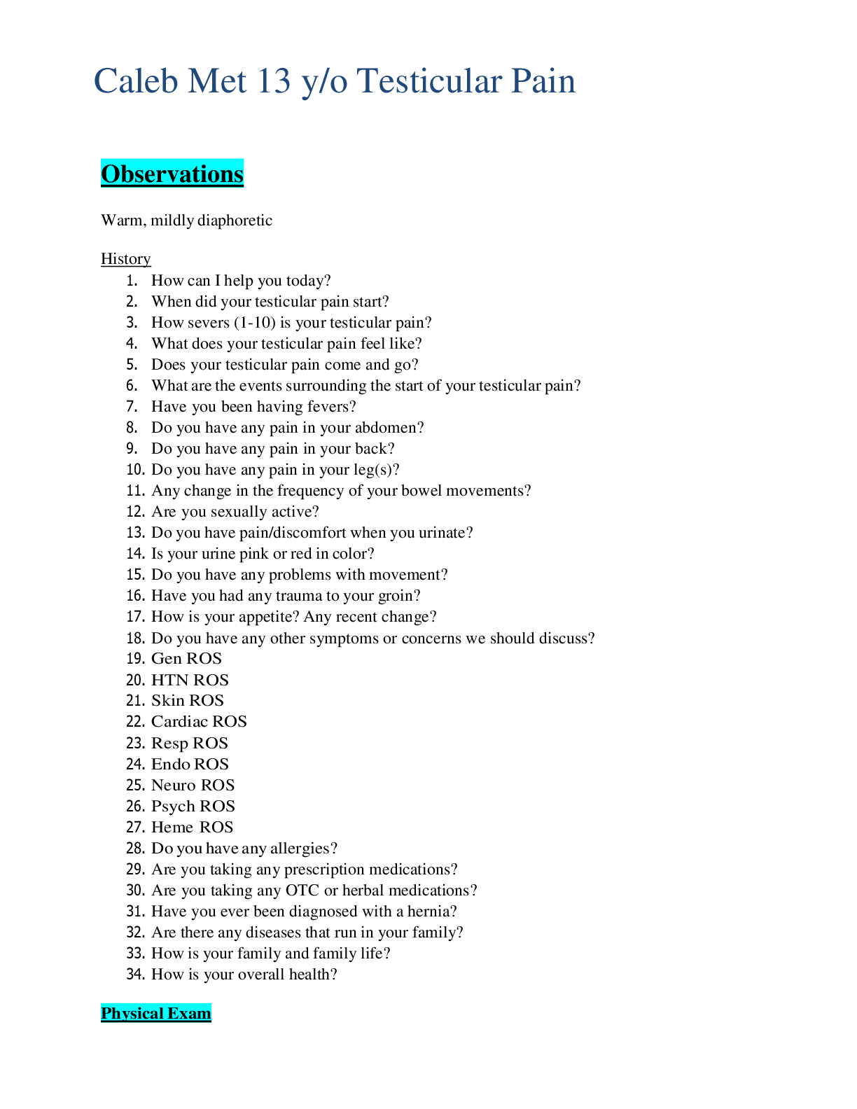 Preview image for NUR MISC Caleb Met 13 y/o Testicular Pain